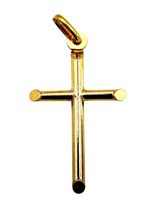 9ct Gold Rounded Cross Pendant. R # 300