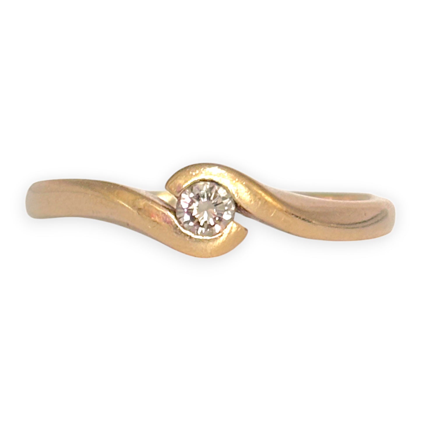 9ct Gold Ring Moderate Size Diamond, Size S. R # 310