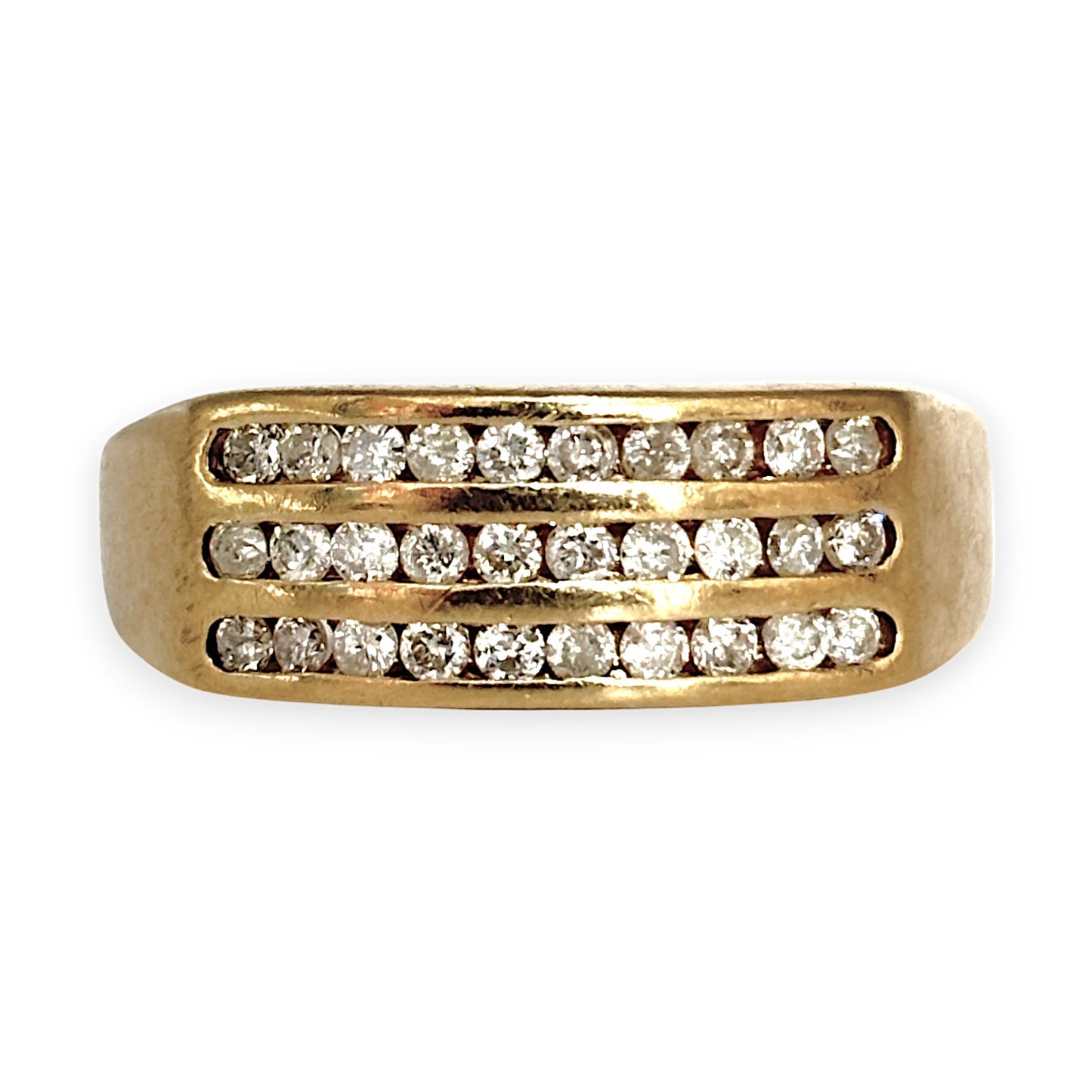 9ct Gold Channel Set Diamond Ring Size S, Valuation $2,850. R # 312