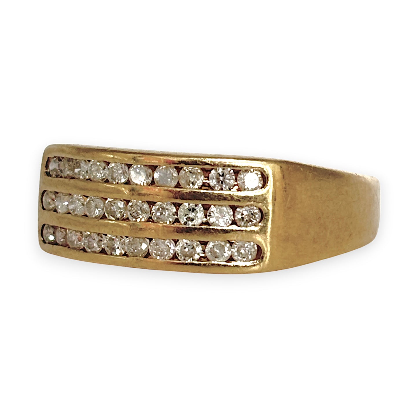 9ct Gold Channel Set Diamond Ring Size S, Valuation $2,850. R # 312