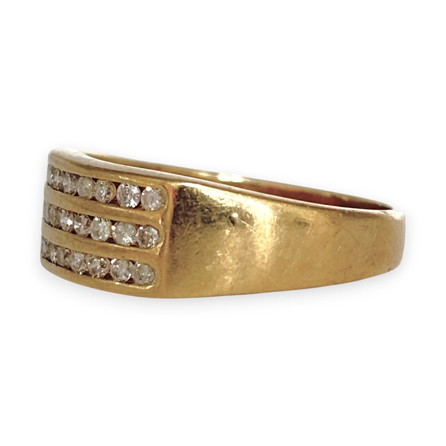 9ct Gold Channel Set Diamond Ring Size S, Valuation $2,850. R # 312