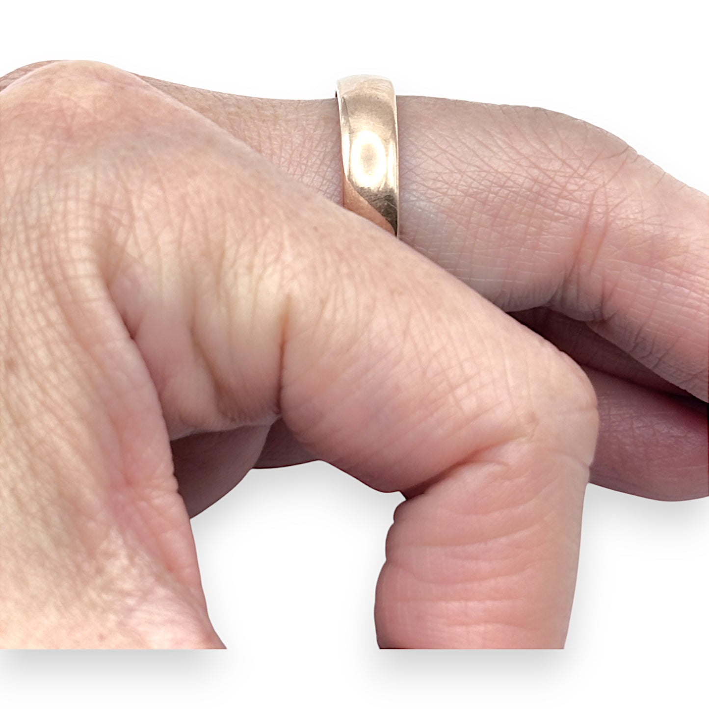 9ct Rose Gold Solid Band Size Q Width 5mm. R # 313