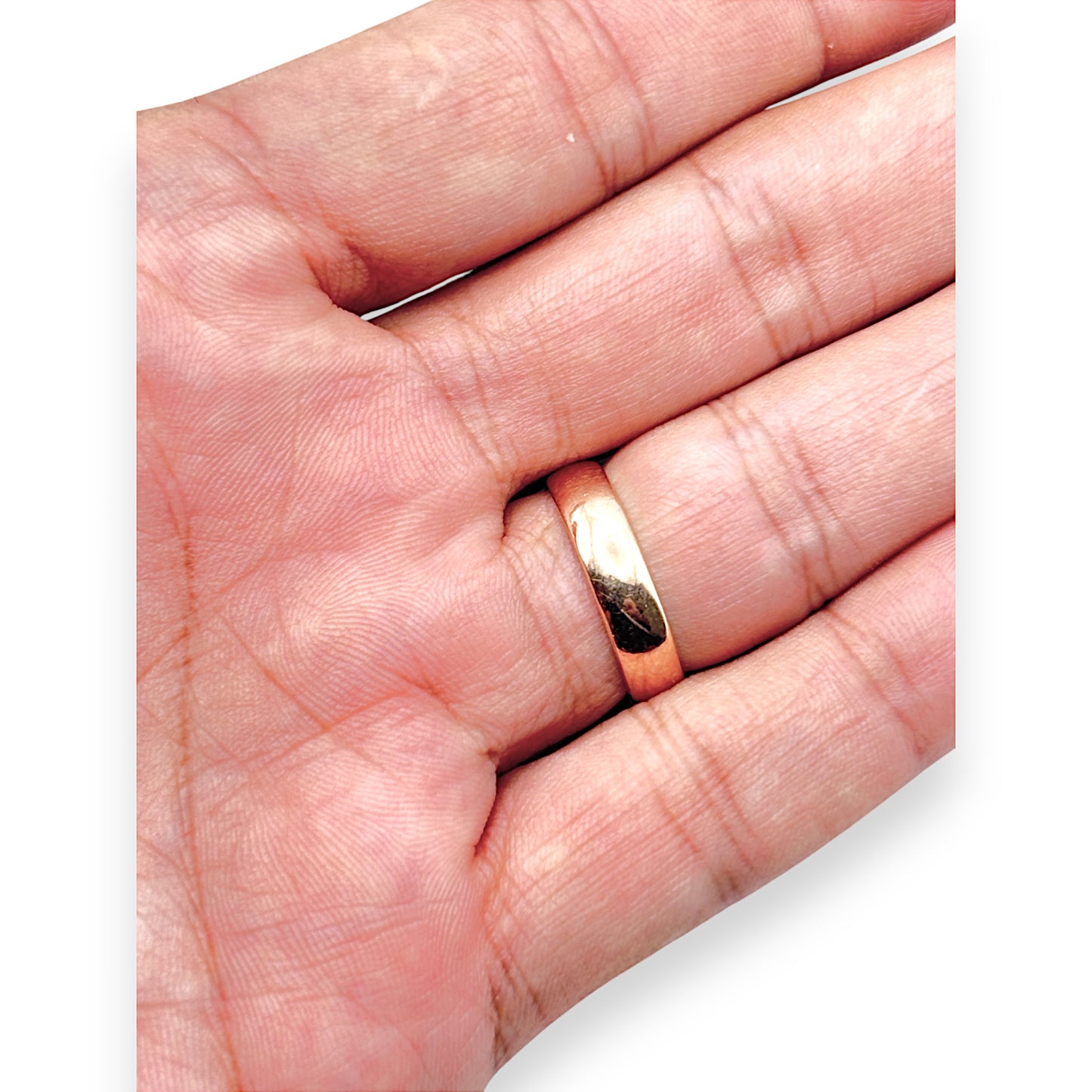 9ct Rose Gold Solid Band Size Q Width 5mm. R # 313