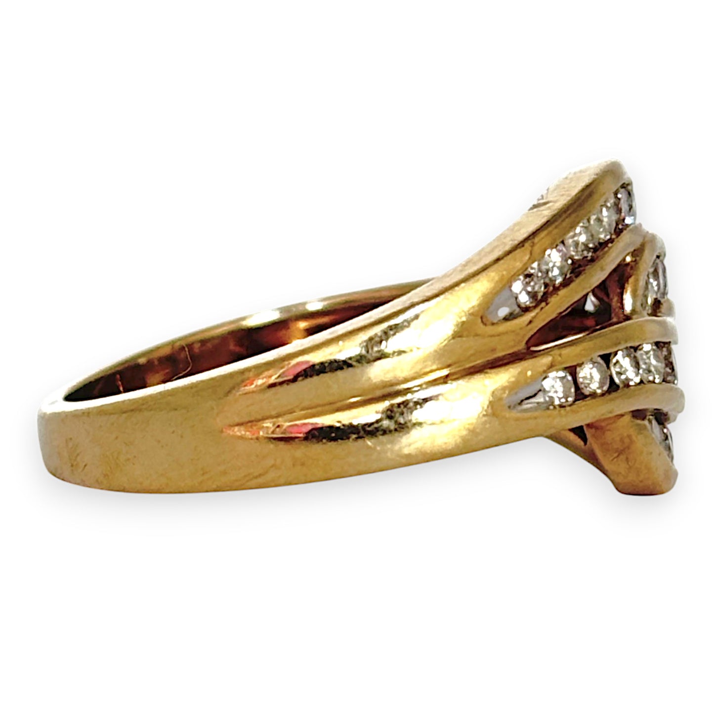 GOLD DEAL | 9ct Gold Two Channel Settings Diamond Ring Size Q1/2 Valuation $2,550
