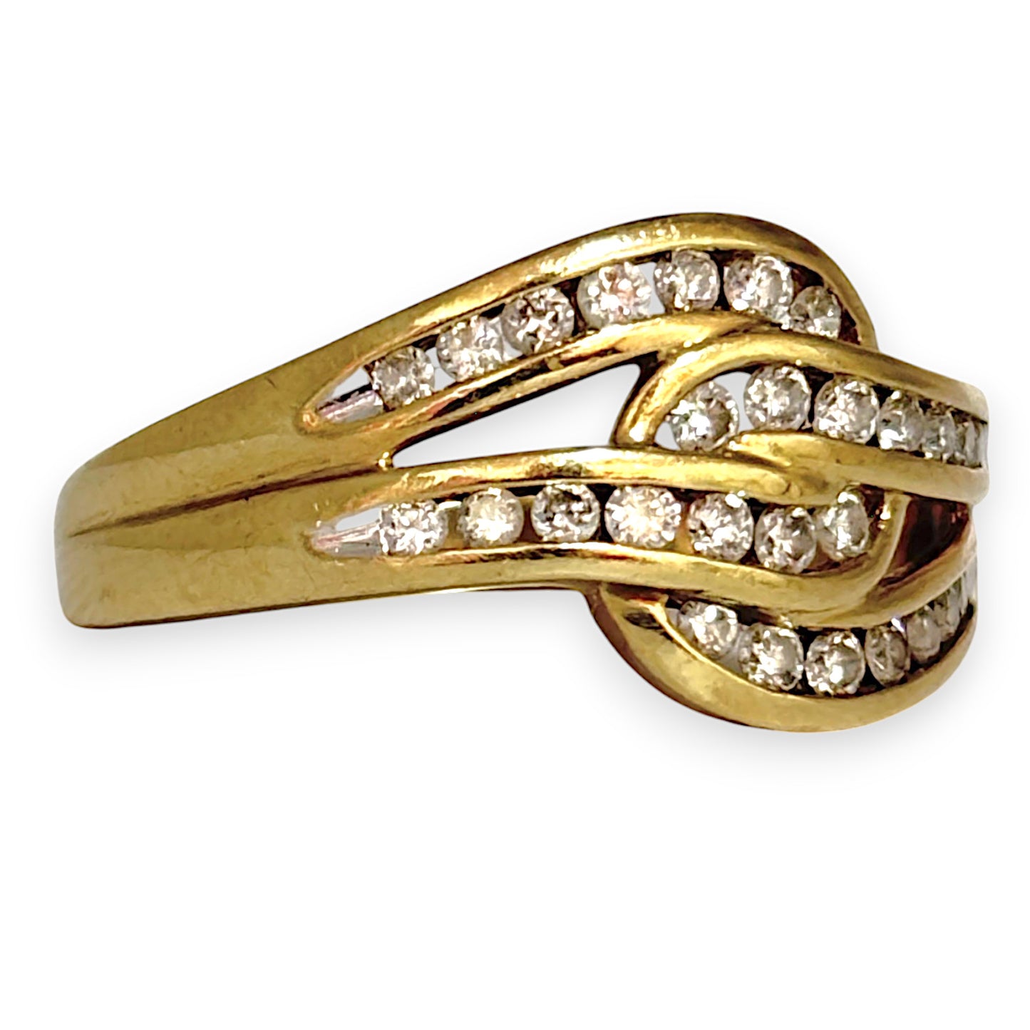 GOLD DEAL | 9ct Gold Two Channel Settings Diamond Ring Size Q1/2 Valuation $2,550