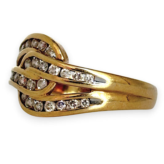 GOLD DEAL | 9ct Gold Two Channel Settings Diamond Ring Size Q1/2 Valuation $2,550