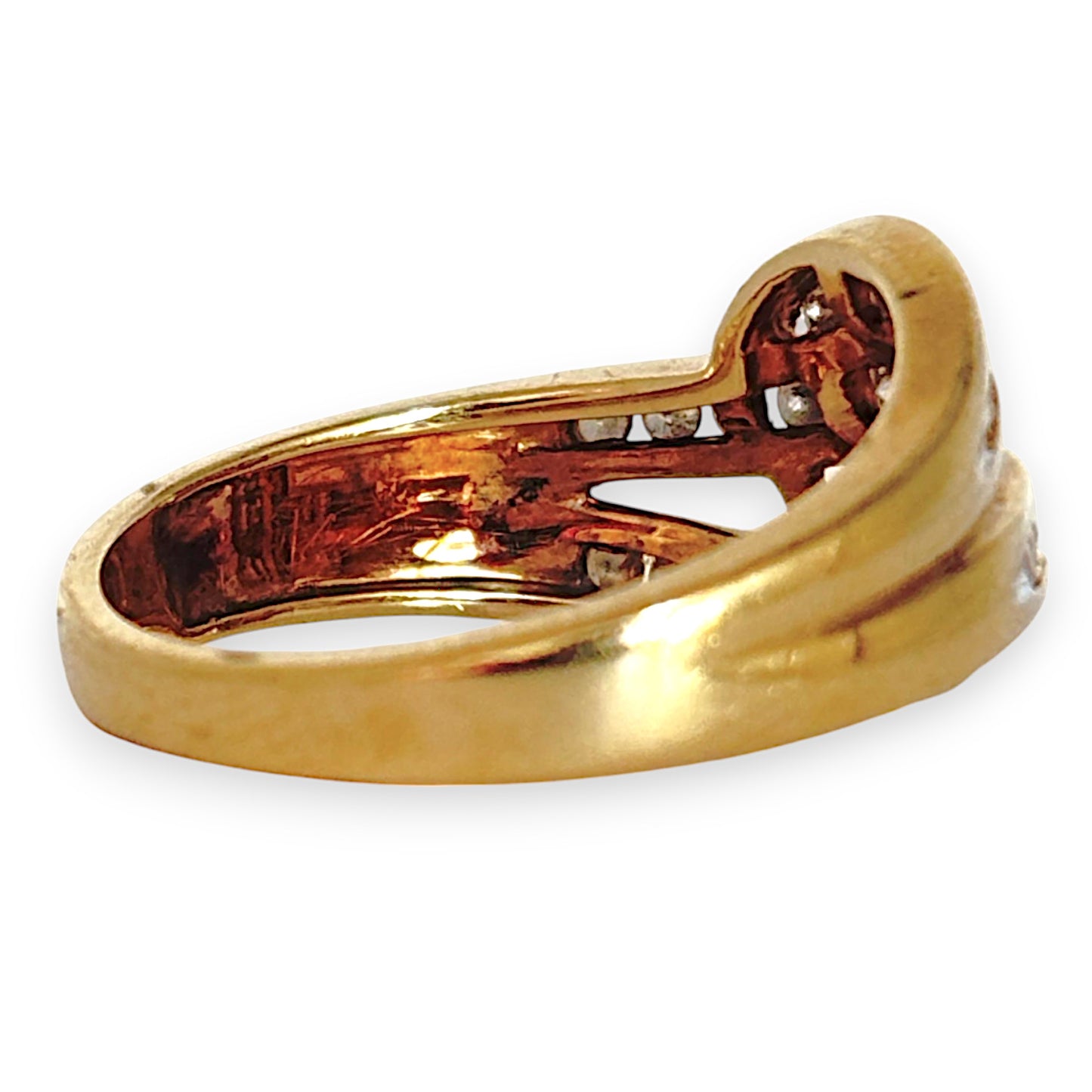 GOLD DEAL | 9ct Gold Two Channel Settings Diamond Ring Size Q1/2 Valuation $2,550
