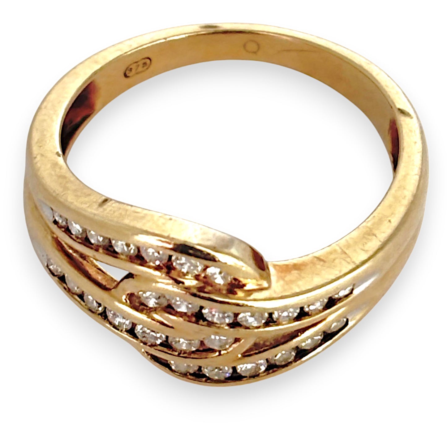 GOLD DEAL | 9ct Gold Two Channel Settings Diamond Ring Size Q1/2 Valuation $2,550
