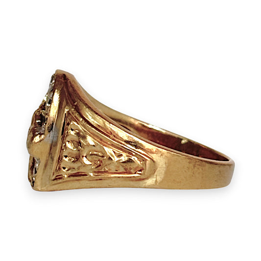 9ct Gold Diamond Set Horseshoe & Horse Head Valuation $1,800 Size Q1/2. R # 322