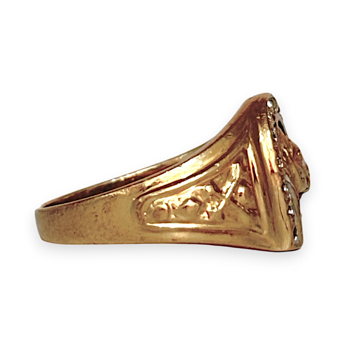 9ct Gold Diamond Set Horseshoe & Horse Head Valuation $1,800 Size Q1/2. R # 322