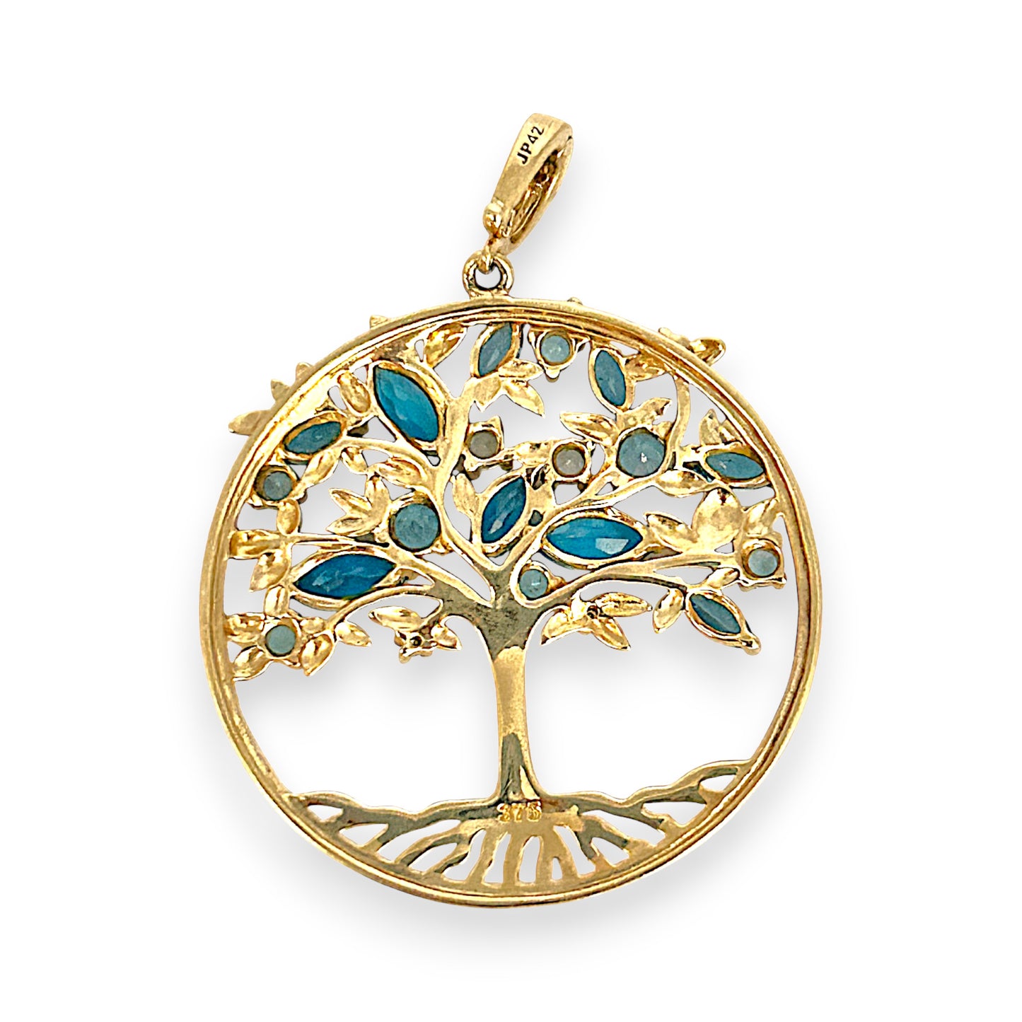 GOLD DEAL | FLASH SALE 9ct (9K) Gold Tree of Life Pendant with Blue Sapphire and Diamonds