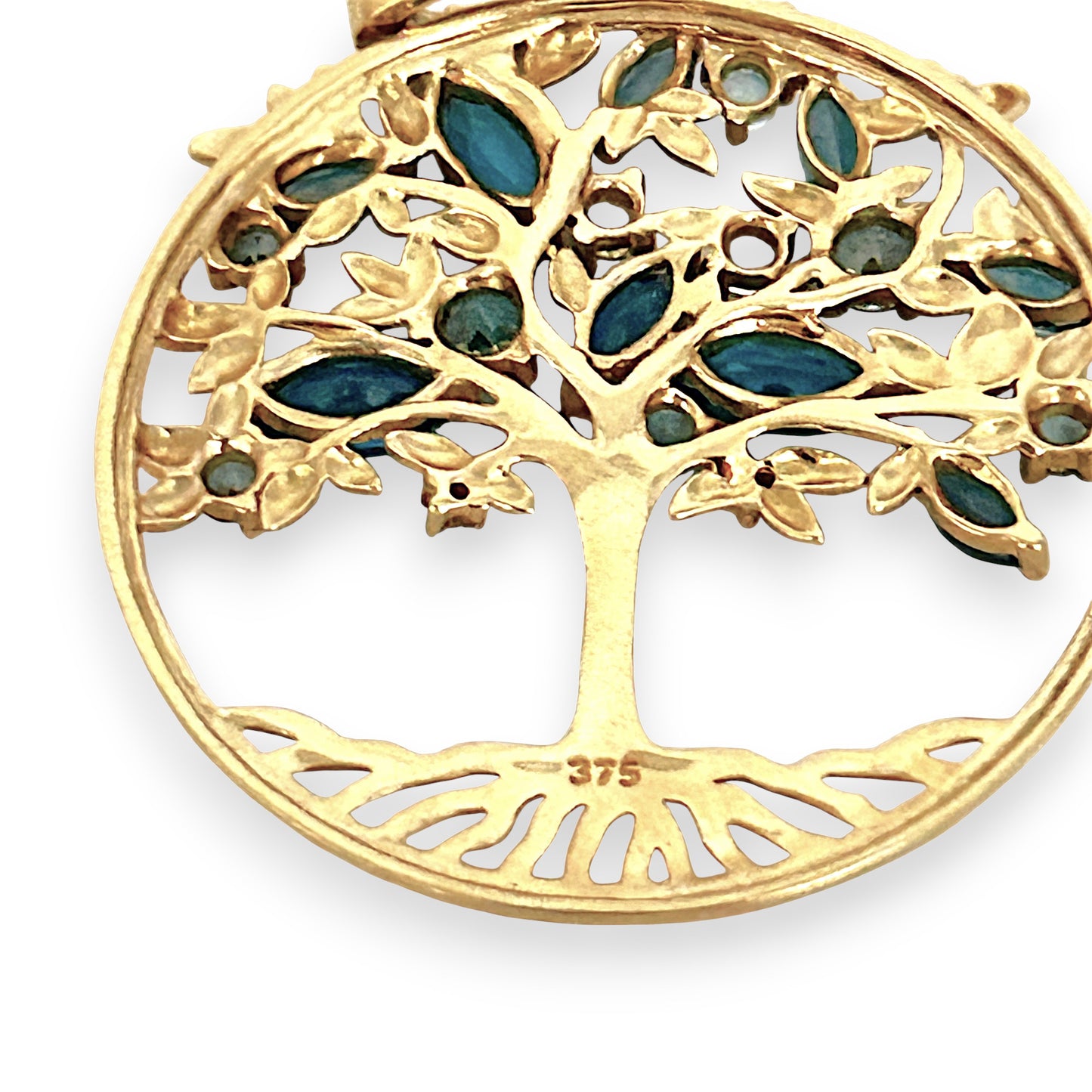GOLD DEAL | FLASH SALE 9ct (9K) Gold Tree of Life Pendant with Blue Sapphire and Diamonds