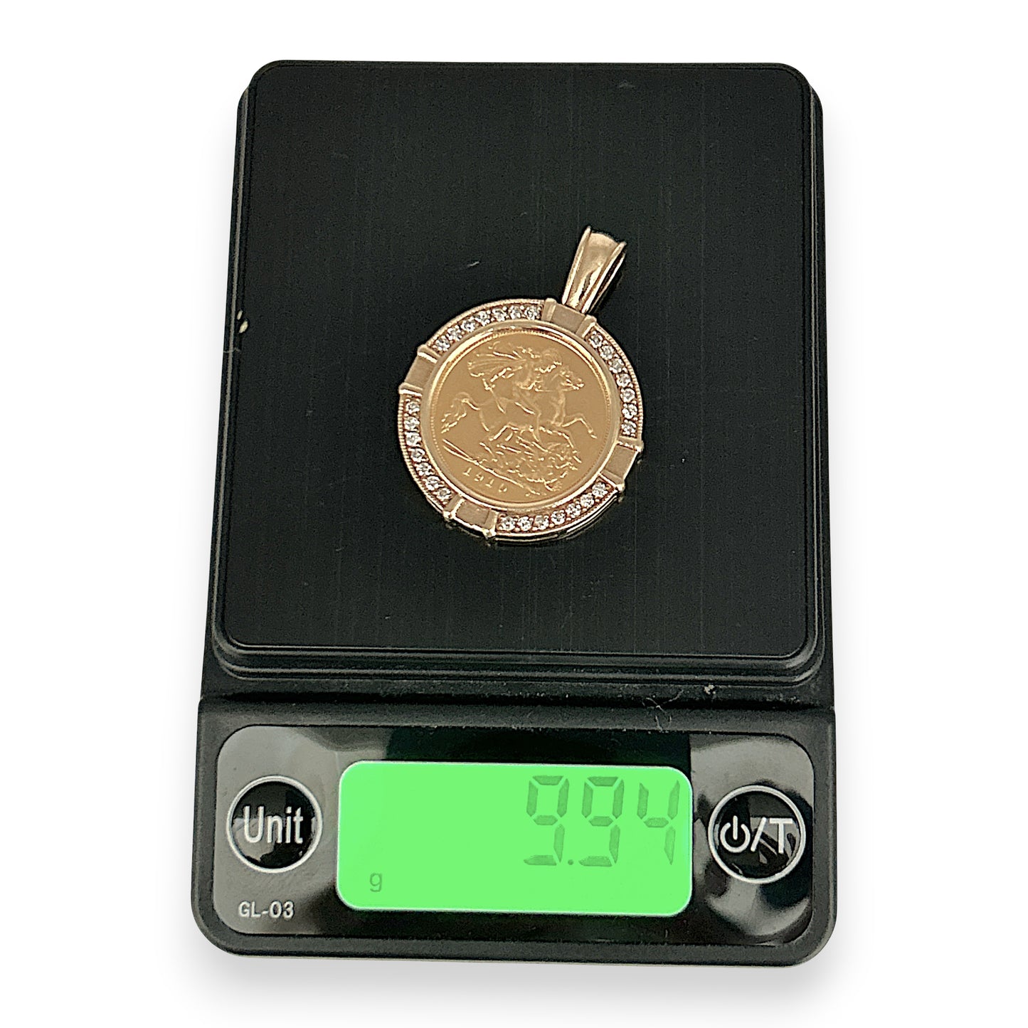 NZGD | Diamond‑Set Half Sovereign Pendant – 22ct Coin in 9ct Gold