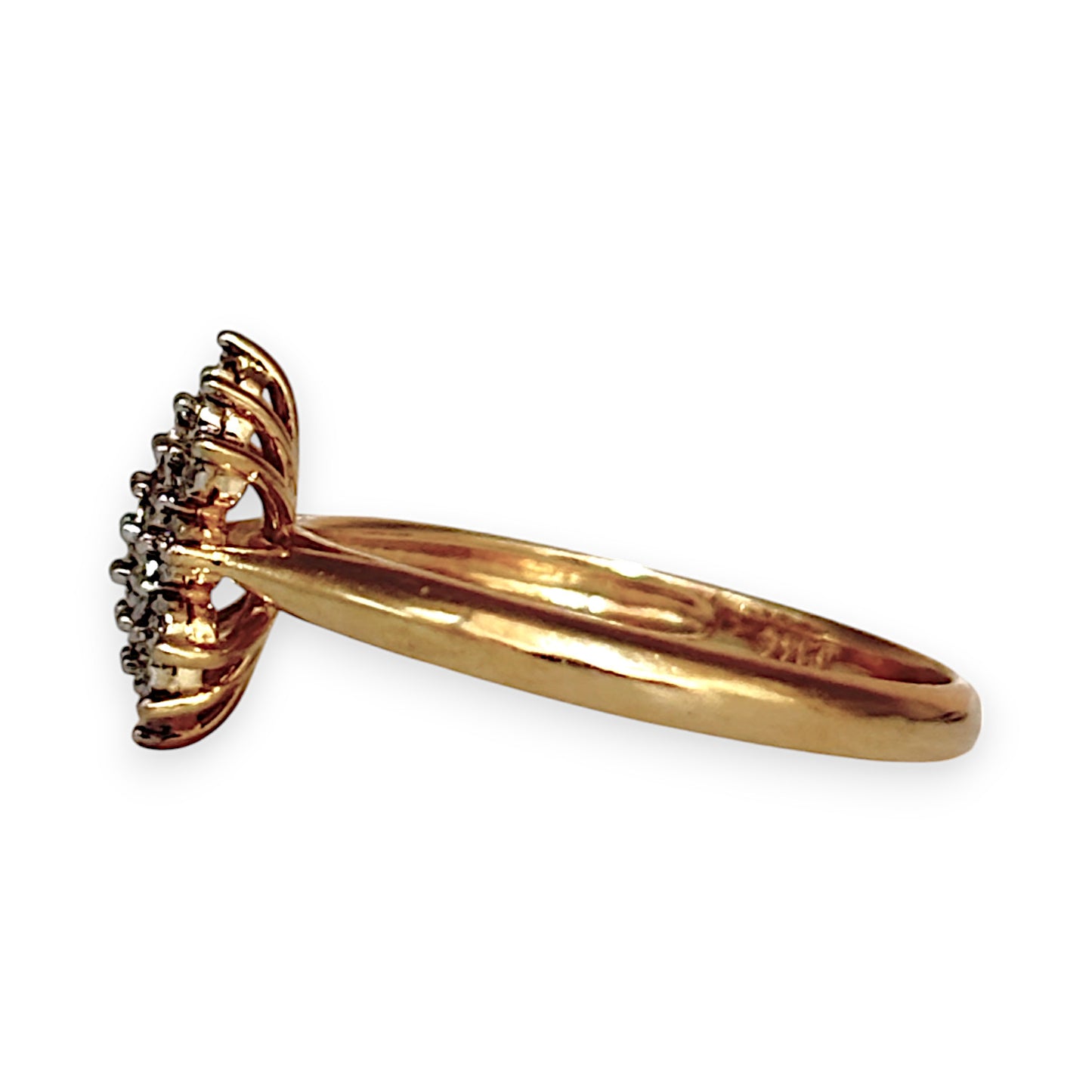 GOLD DEAL | 9ct Gold Diamond Triple Cluster Set Ring Valuation $1,450 Size O1/2