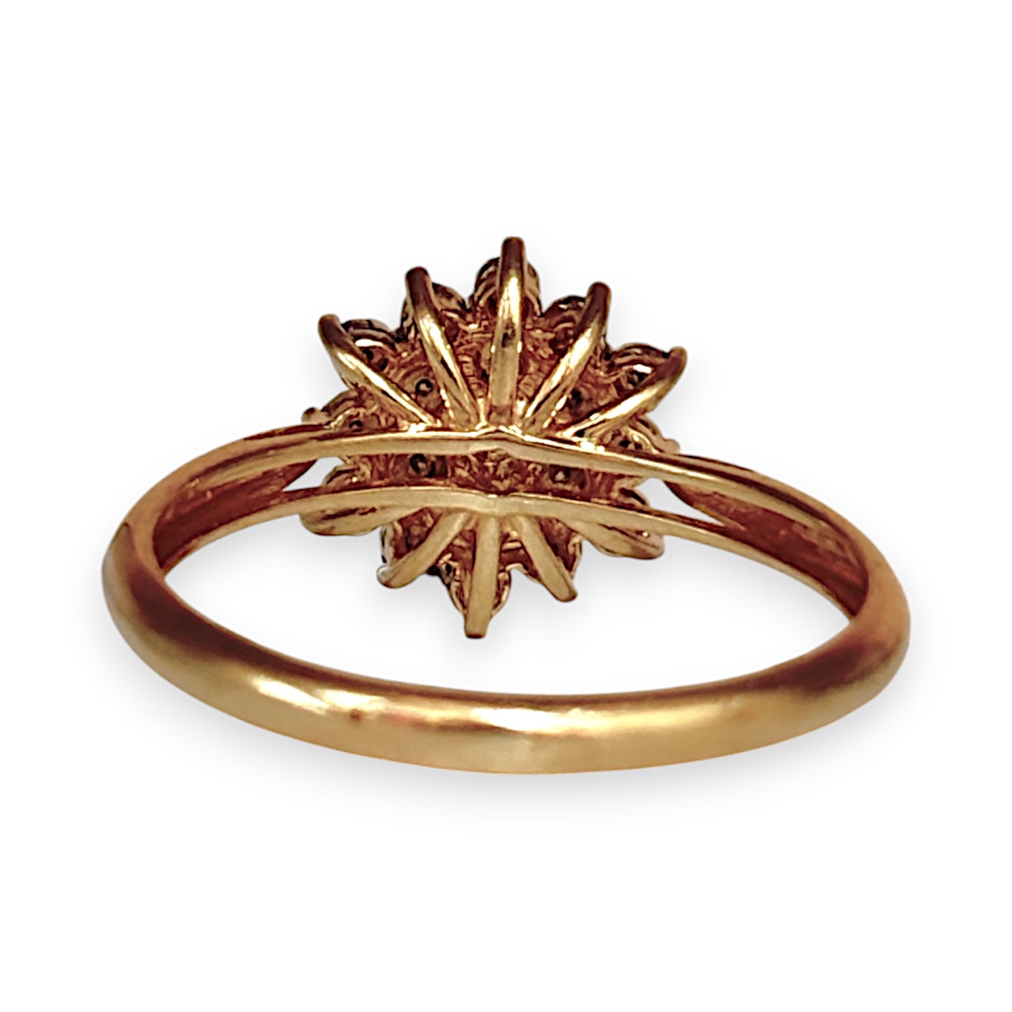 GOLD DEAL | 9ct Gold Diamond Triple Cluster Set Ring Valuation $1,450 Size O1/2