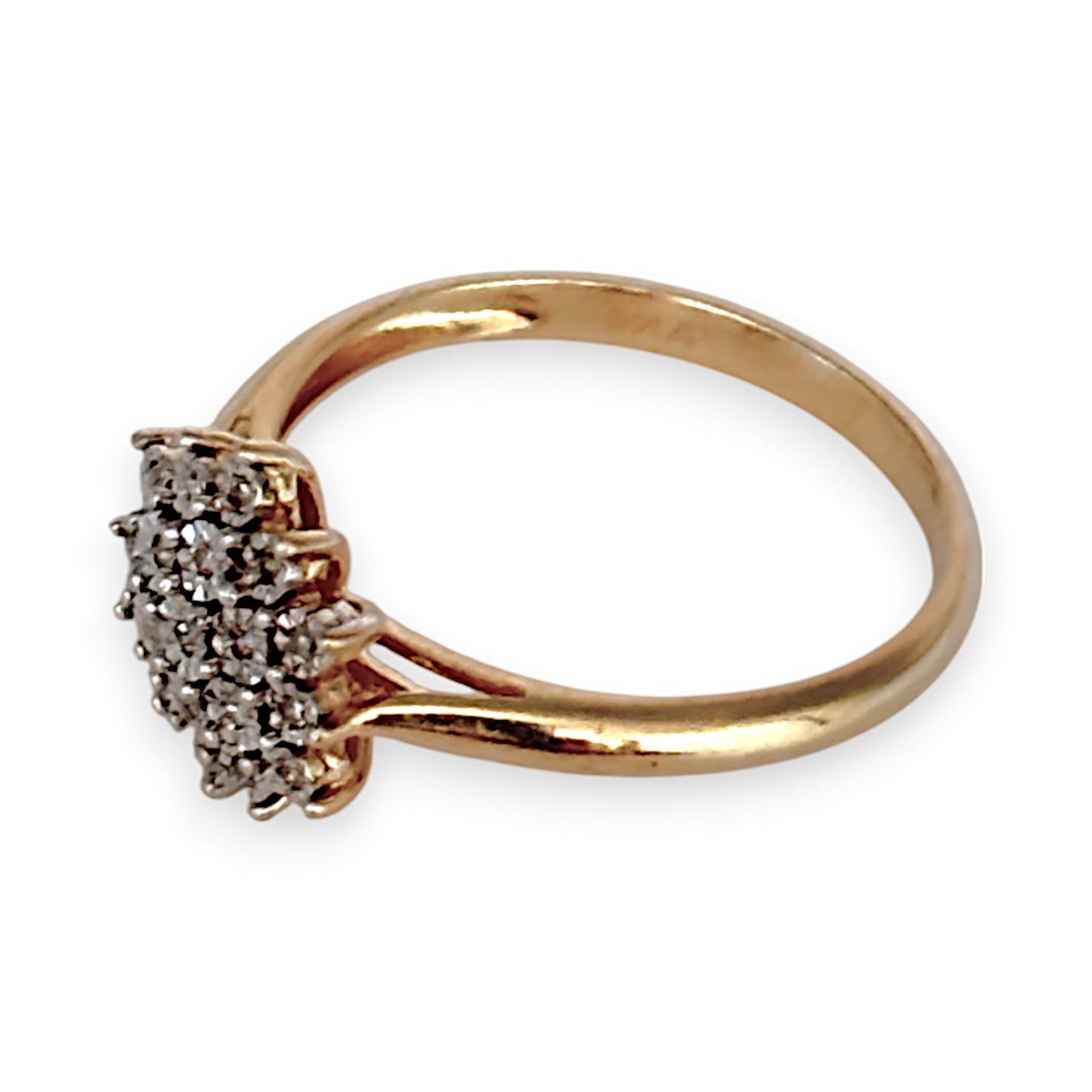 GOLD DEAL | 9ct Gold Diamond Triple Cluster Set Ring Valuation $1,450 Size O1/2