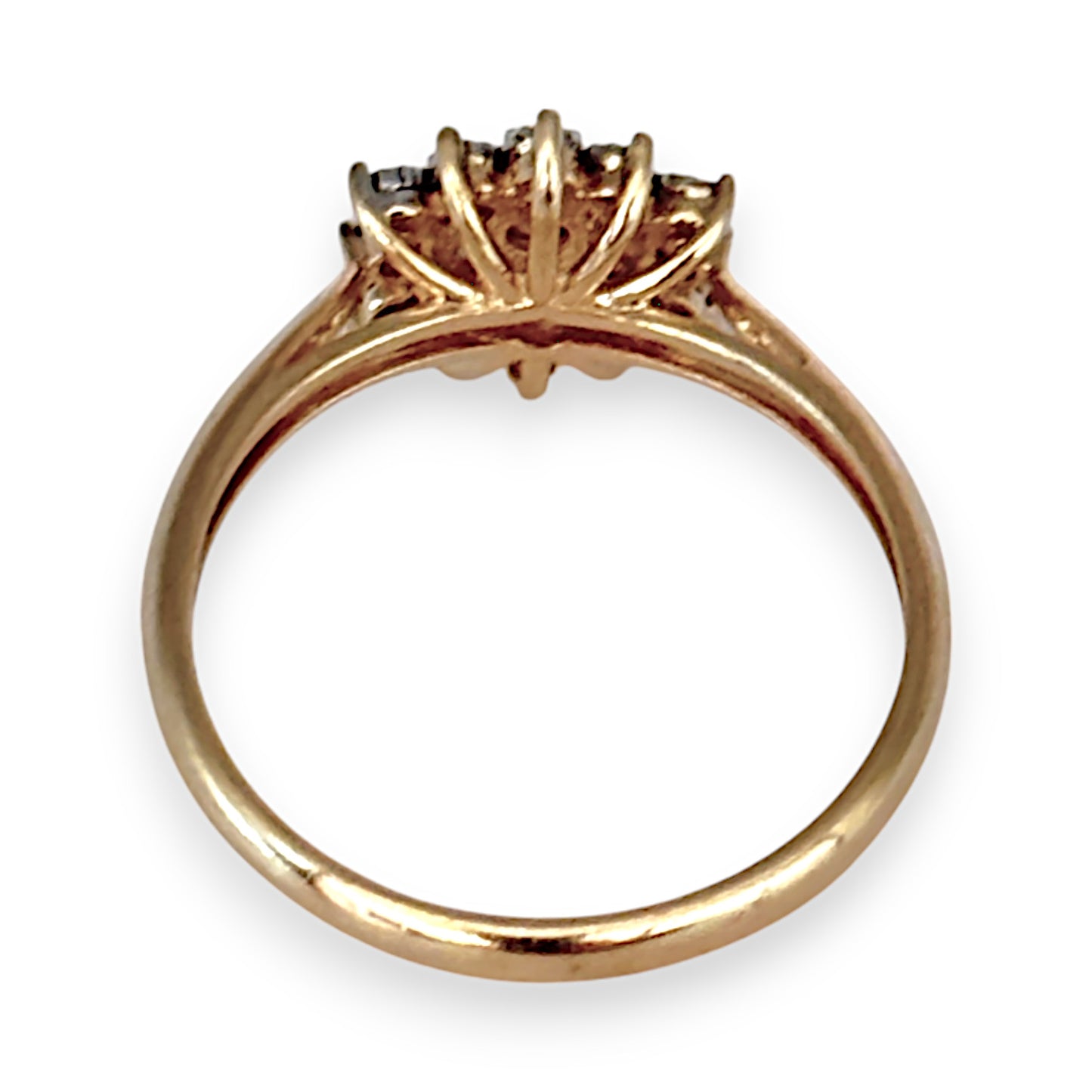 GOLD DEAL | 9ct Gold Diamond Triple Cluster Set Ring Valuation $1,450 Size O1/2