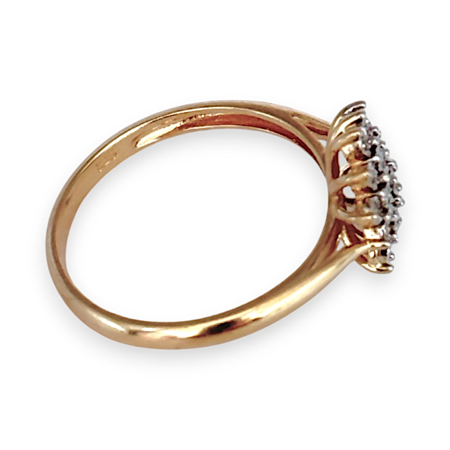 GOLD DEAL | 9ct Gold Diamond Triple Cluster Set Ring Valuation $1,450 Size O1/2