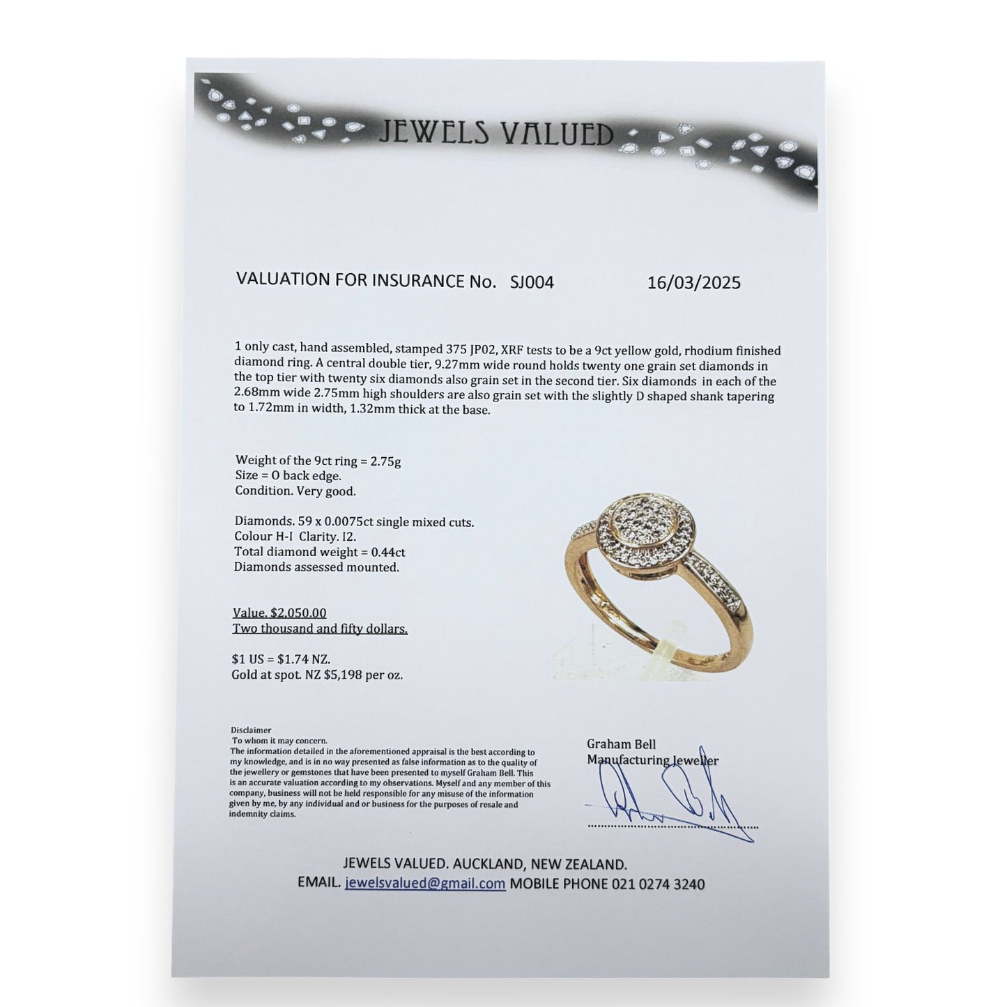 GOLD DEAL | 9ct Gold Double Tier Round Diamond Ring Valuation $2,050