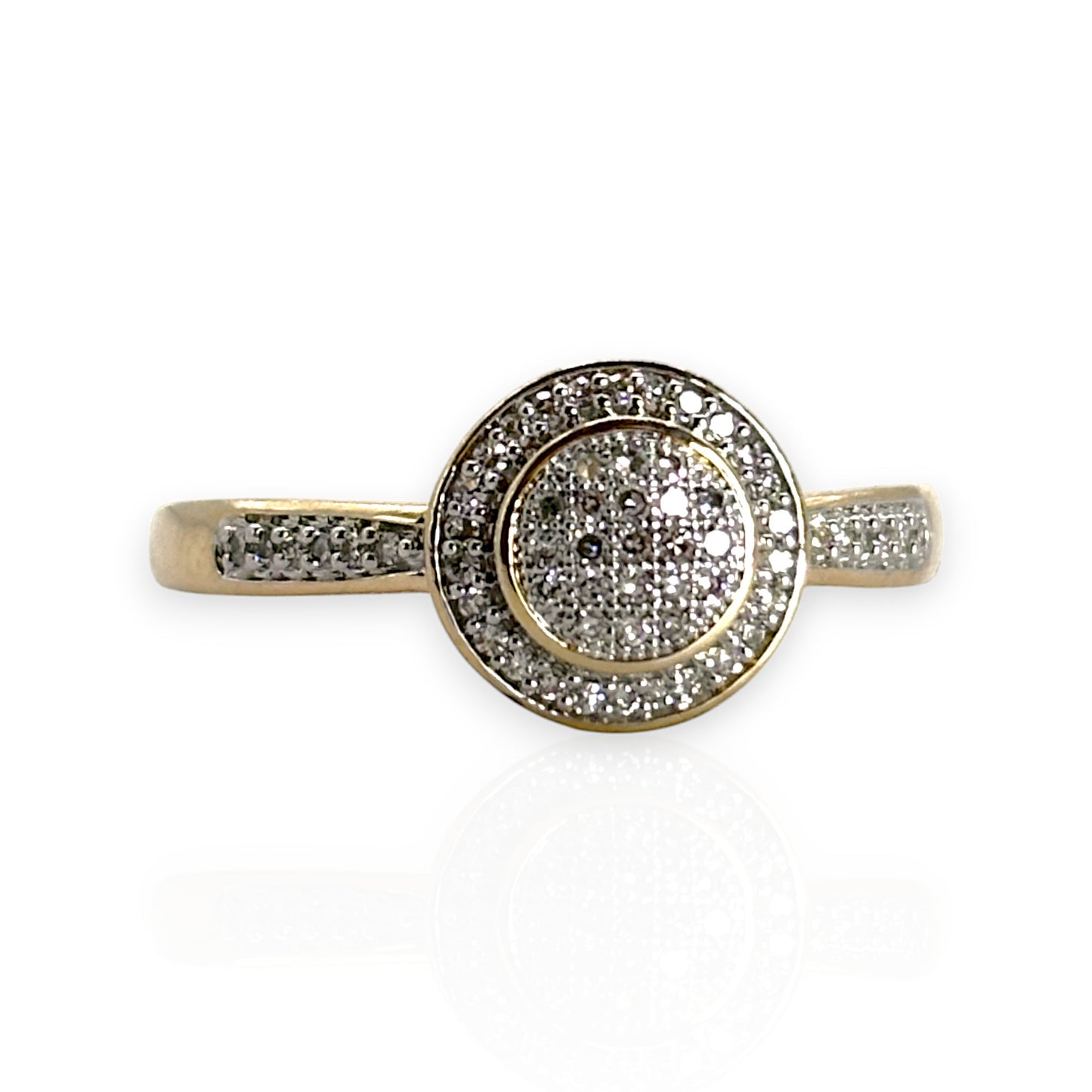 GOLD DEAL | 9ct Gold Double Tier Round Diamond Ring Valuation $2,050