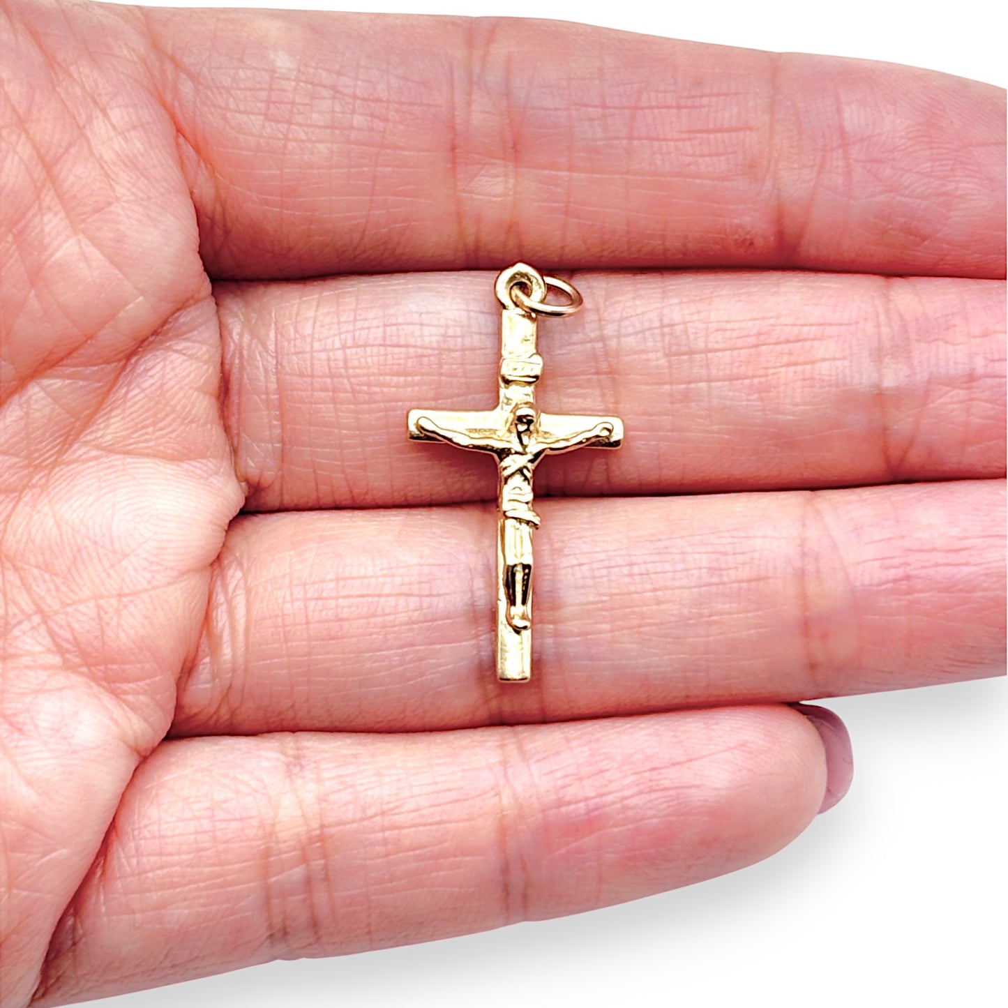 GOLD DEAL | 9ct Gold Solid Crucifix Cross Pendant Length 28.4mm