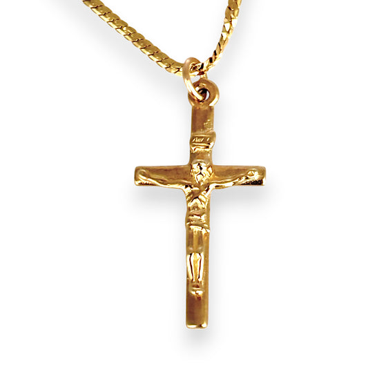 GOLD DEAL | 9ct Gold Solid Crucifix Cross Pendant Length 28.4mm
