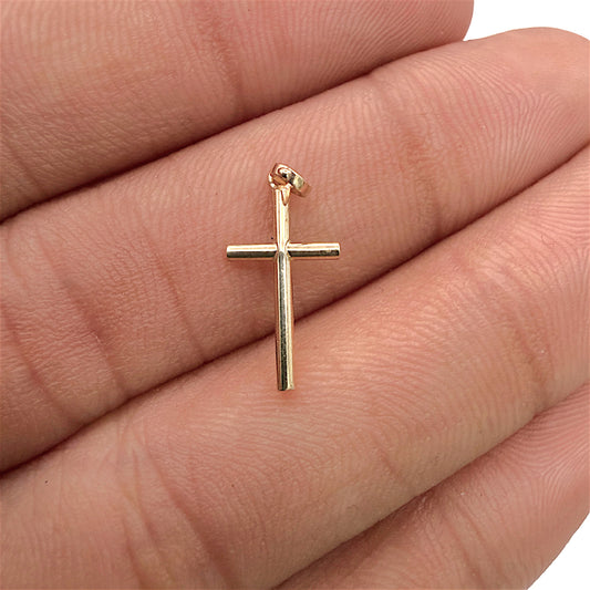 BRAND NEW | 9ct Gold Minimalist Cross Charm/Pendant 16.6mm