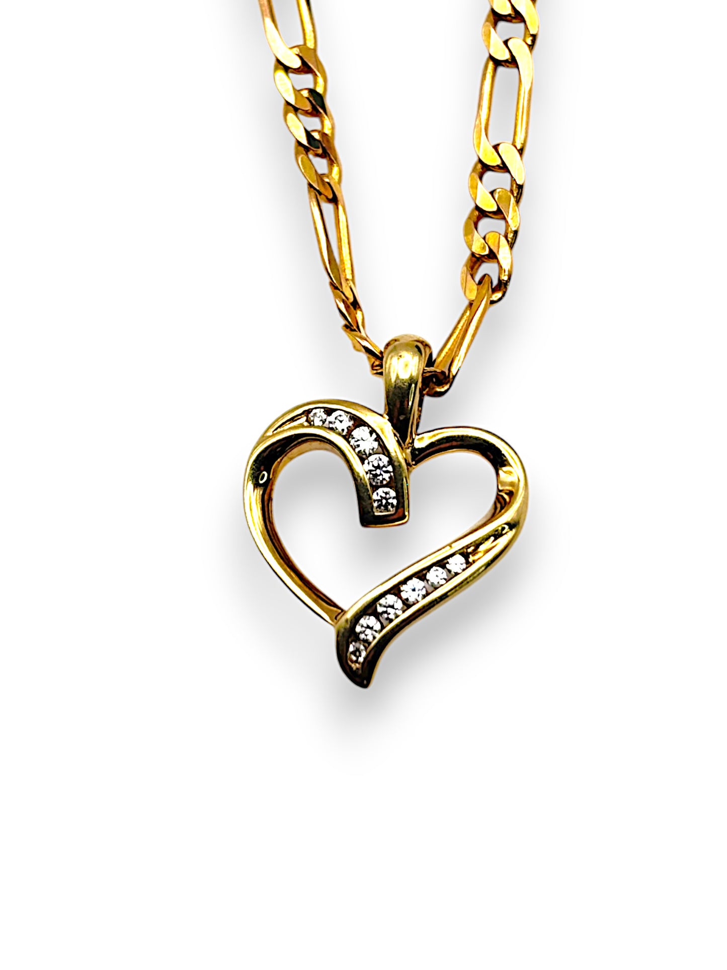 GOLD DEAL | 9ct Gold Open Heart Smooth Pendant with CZ