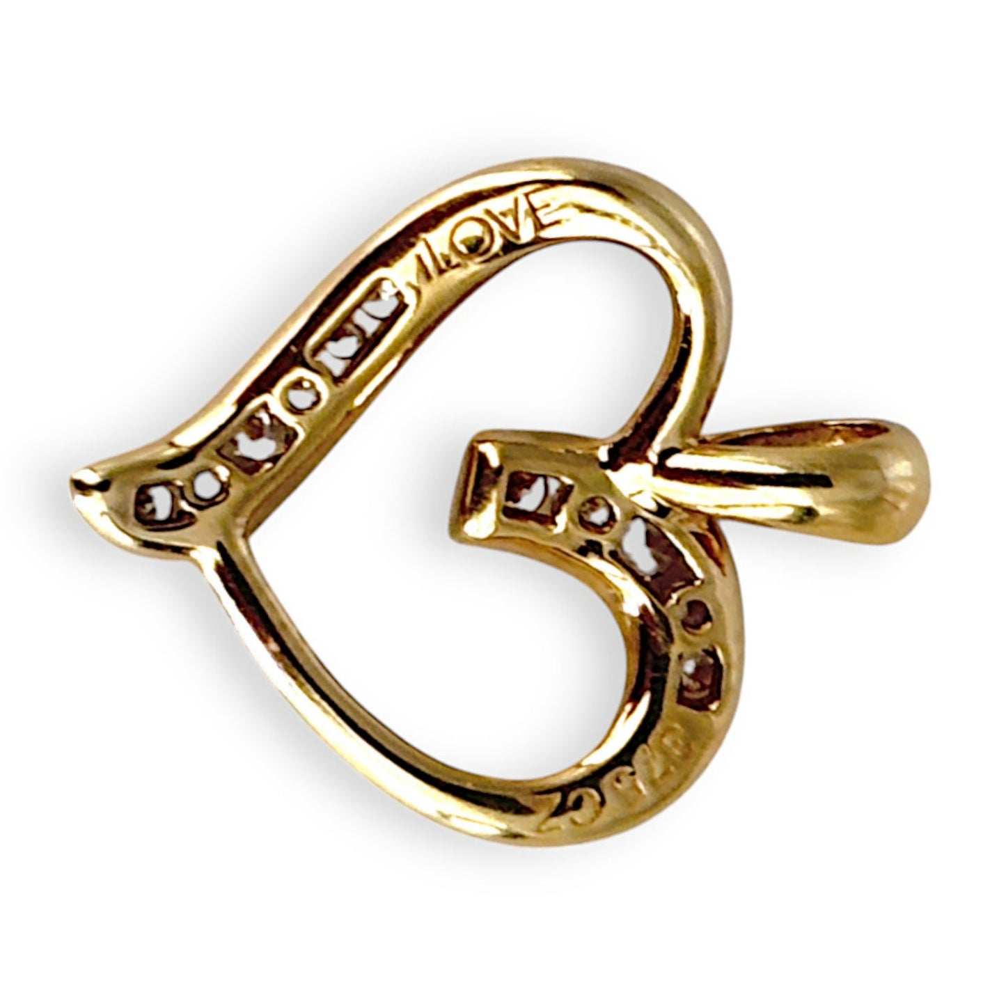 GOLD DEAL | 9ct Gold Open Heart Smooth Pendant with CZ