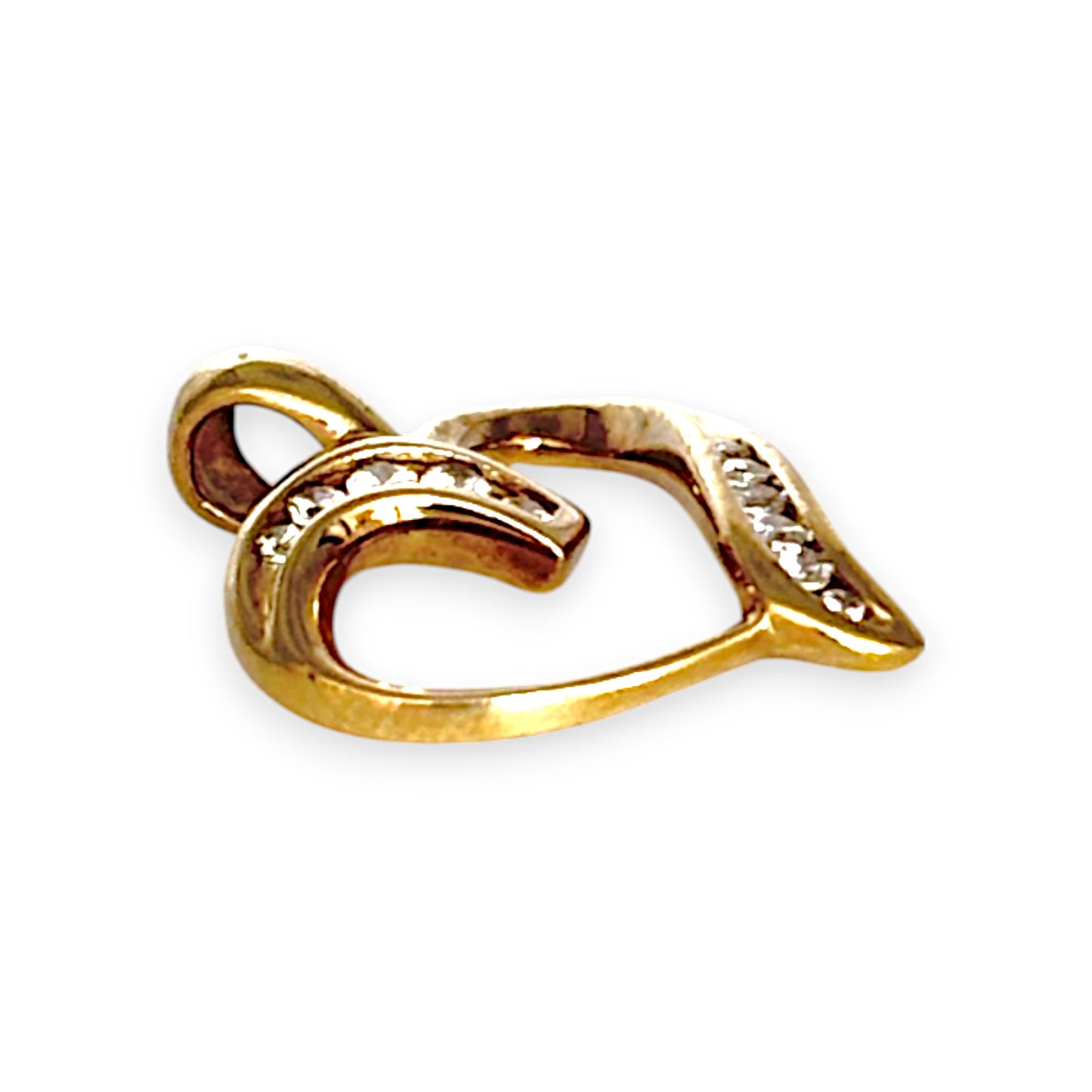 GOLD DEAL | 9ct Gold Open Heart Smooth Pendant with CZ