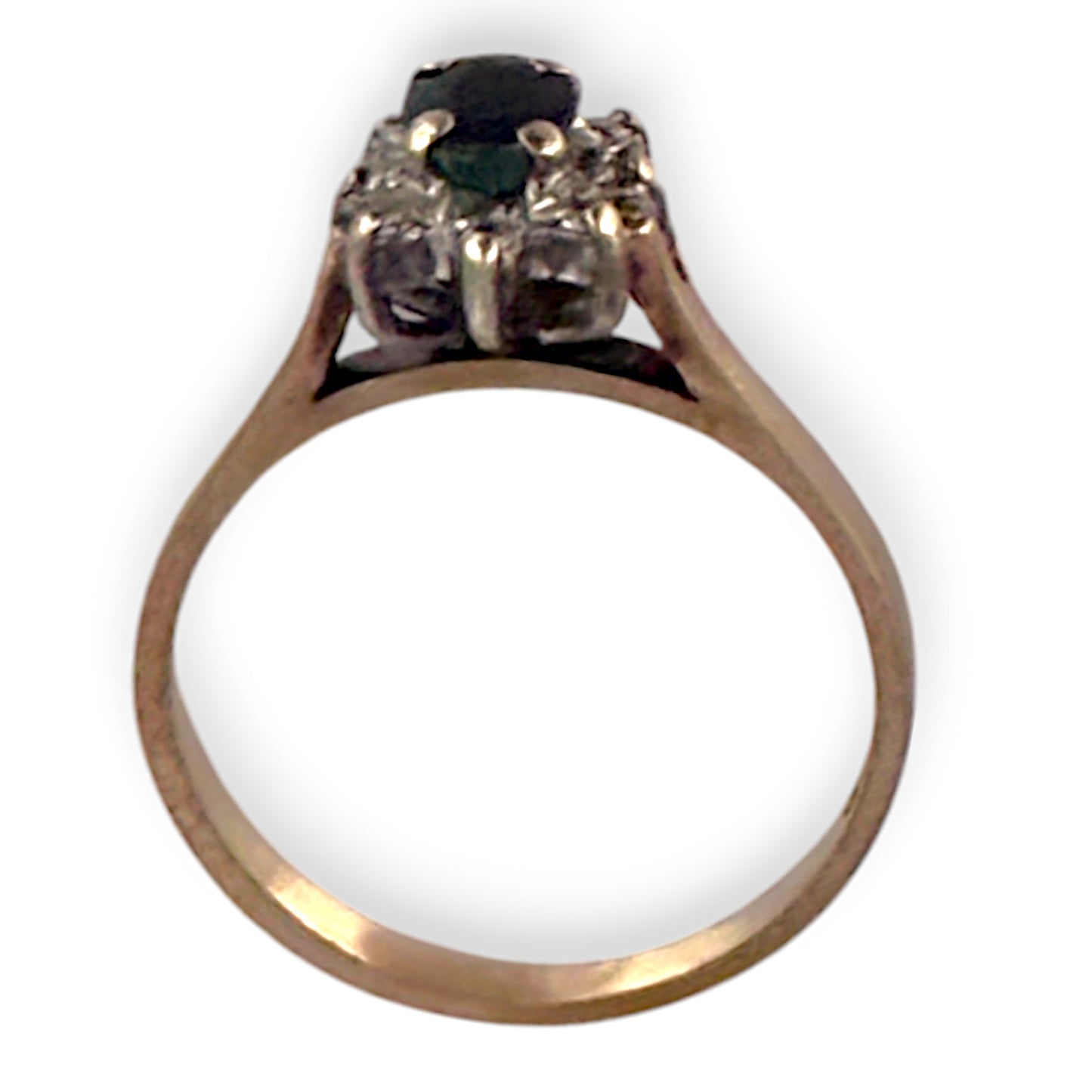 GOLD DEAL | 9ct Gold Oval Cut Sapphire & Diamond Ring Size M