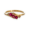 9ct Gold Three Stone Ruby with Diamonds Ring. R # 344