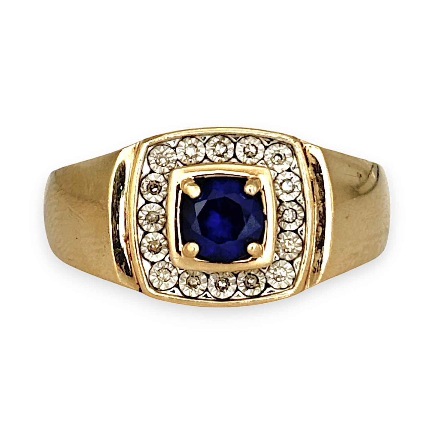 GOLD DEAL | 9ct (9K) Gold Diamond & Sapphire Ring Size Z+5 - PROUDS