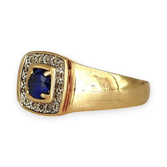 GOLD DEAL | 9ct (9K) Gold Diamond & Sapphire Ring Size Z+5 - PROUDS