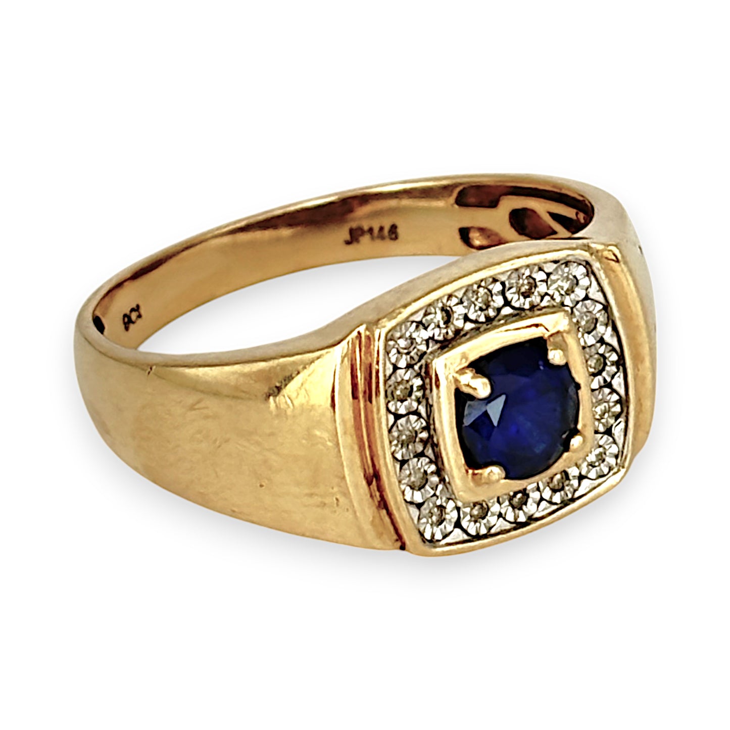 GOLD DEAL | 9ct (9K) Gold Diamond & Sapphire Ring Size Z+5 - PROUDS