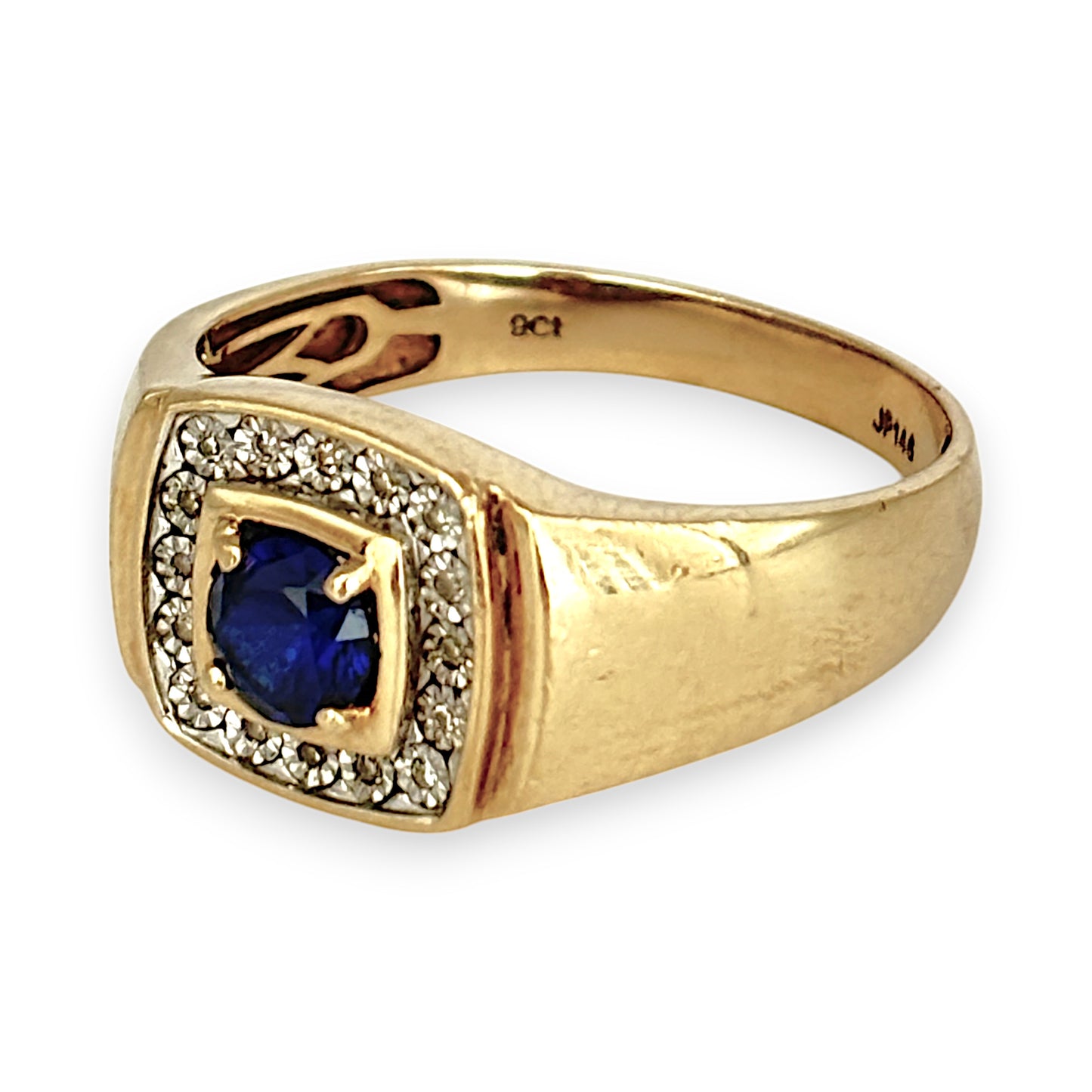 GOLD DEAL | 9ct (9K) Gold Diamond & Sapphire Ring Size Z+5 - PROUDS