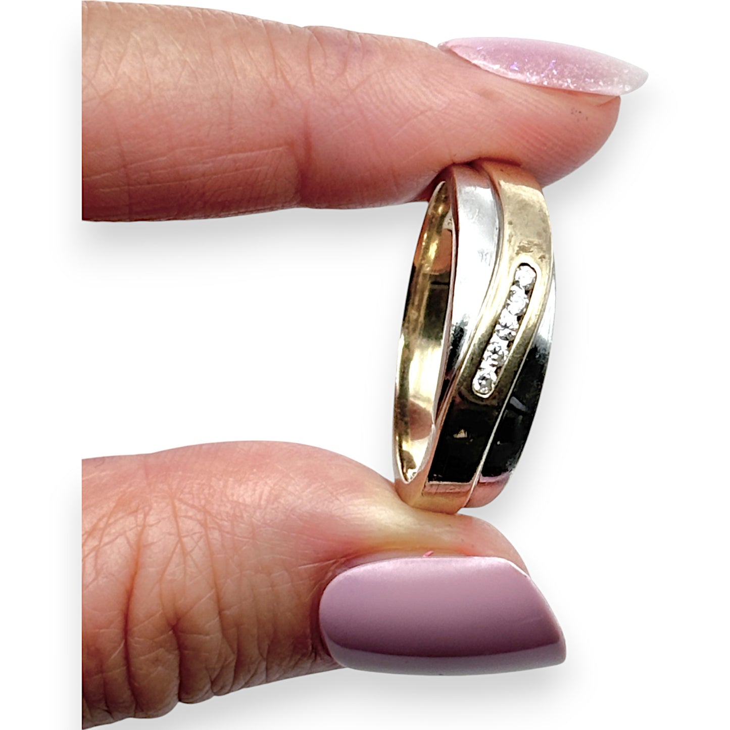 GOLD DEAL | 9ct Y/W Gold Ring with Five Brilliant Diamonds Size V