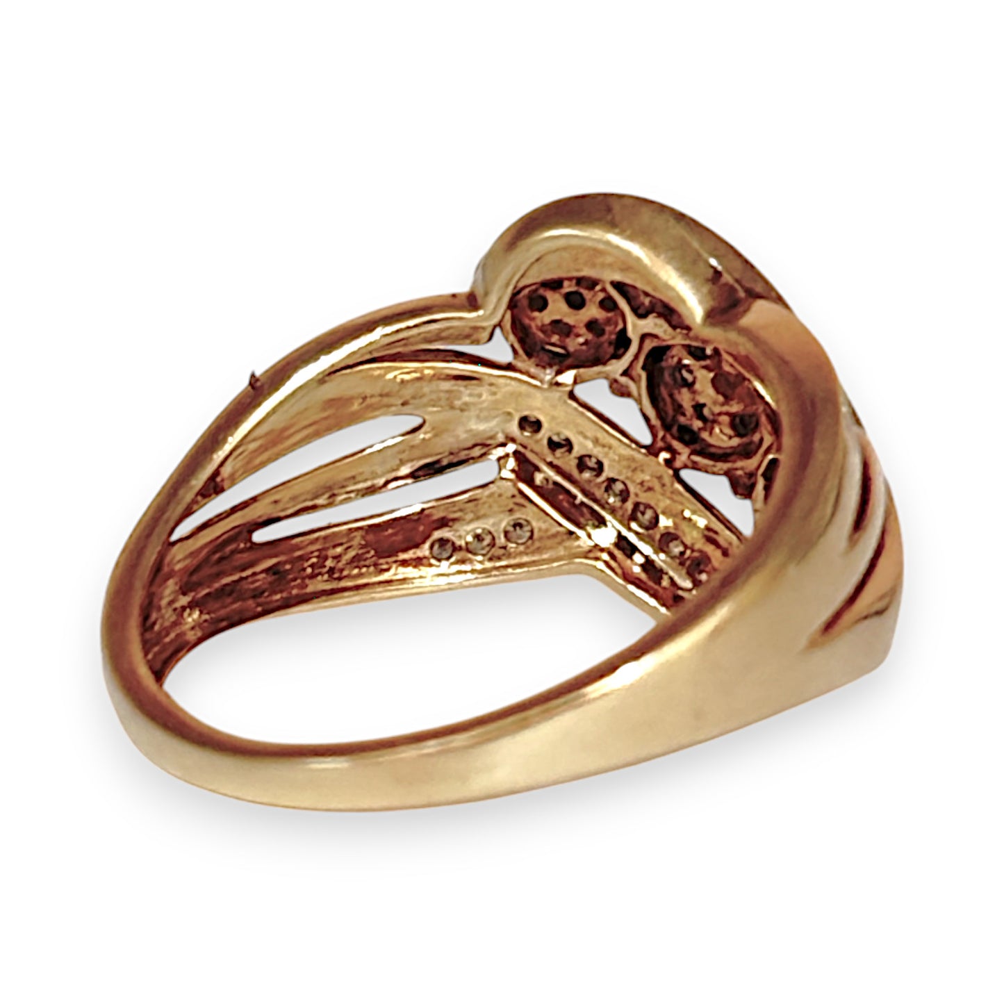 GOLD DEAL | 9ct Gold Cross Over Cluster Diamond Set Ring Valuation $1,650 Size O1/2