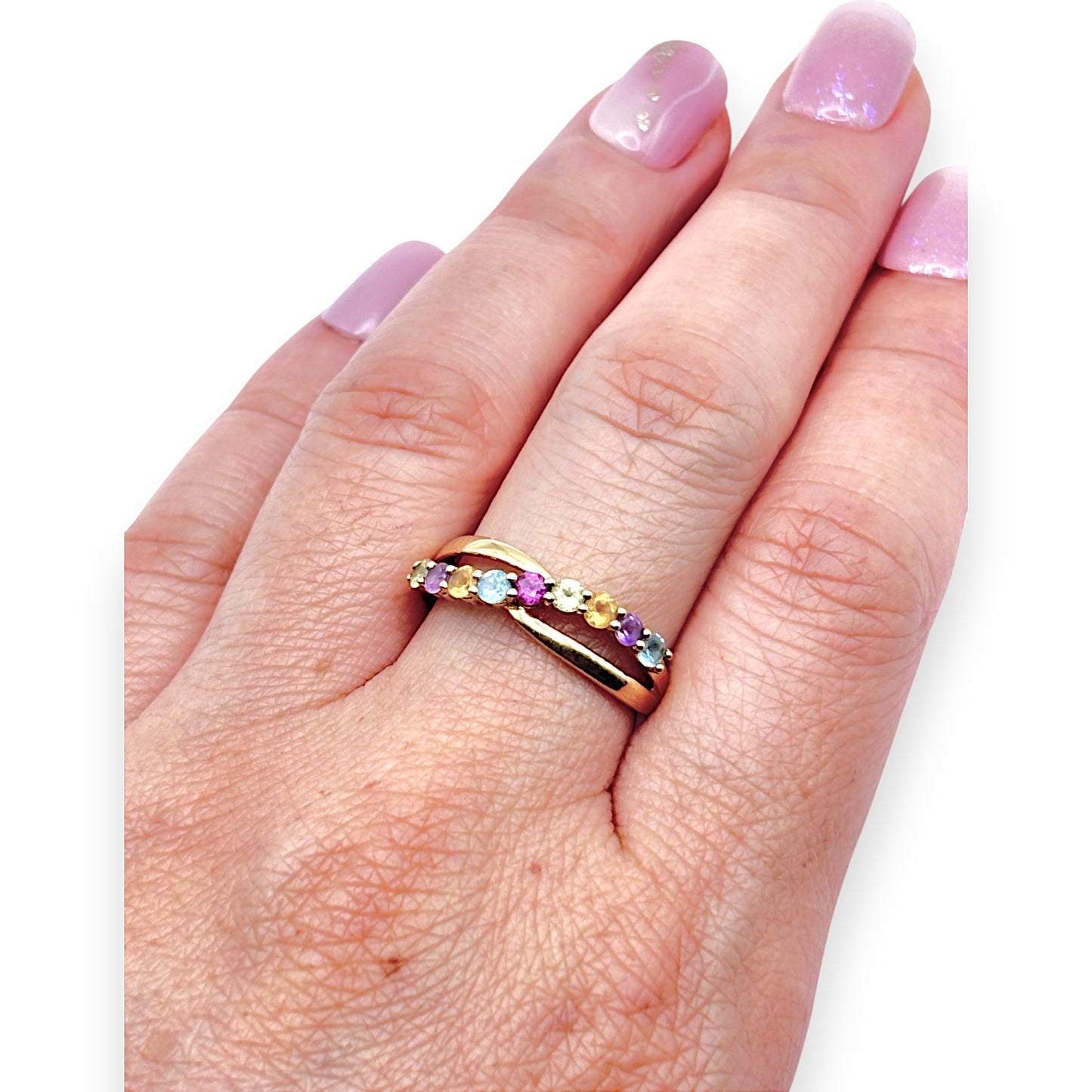 GOLD DEAL | 9ct Gold Multicolour Stones Ring Size O