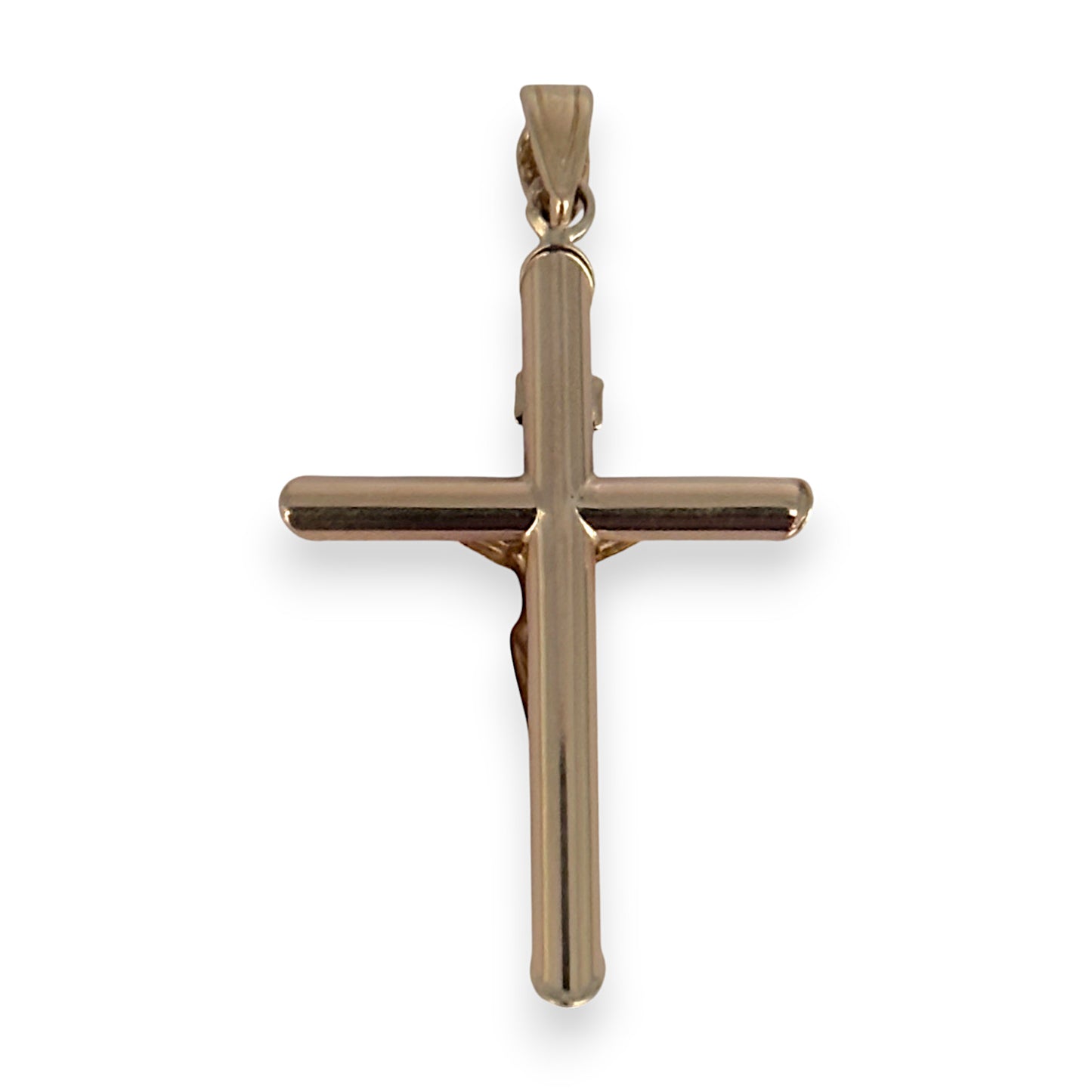9ct Gold Rounded Crucifix Cross Light Weight Pendant. R # 354