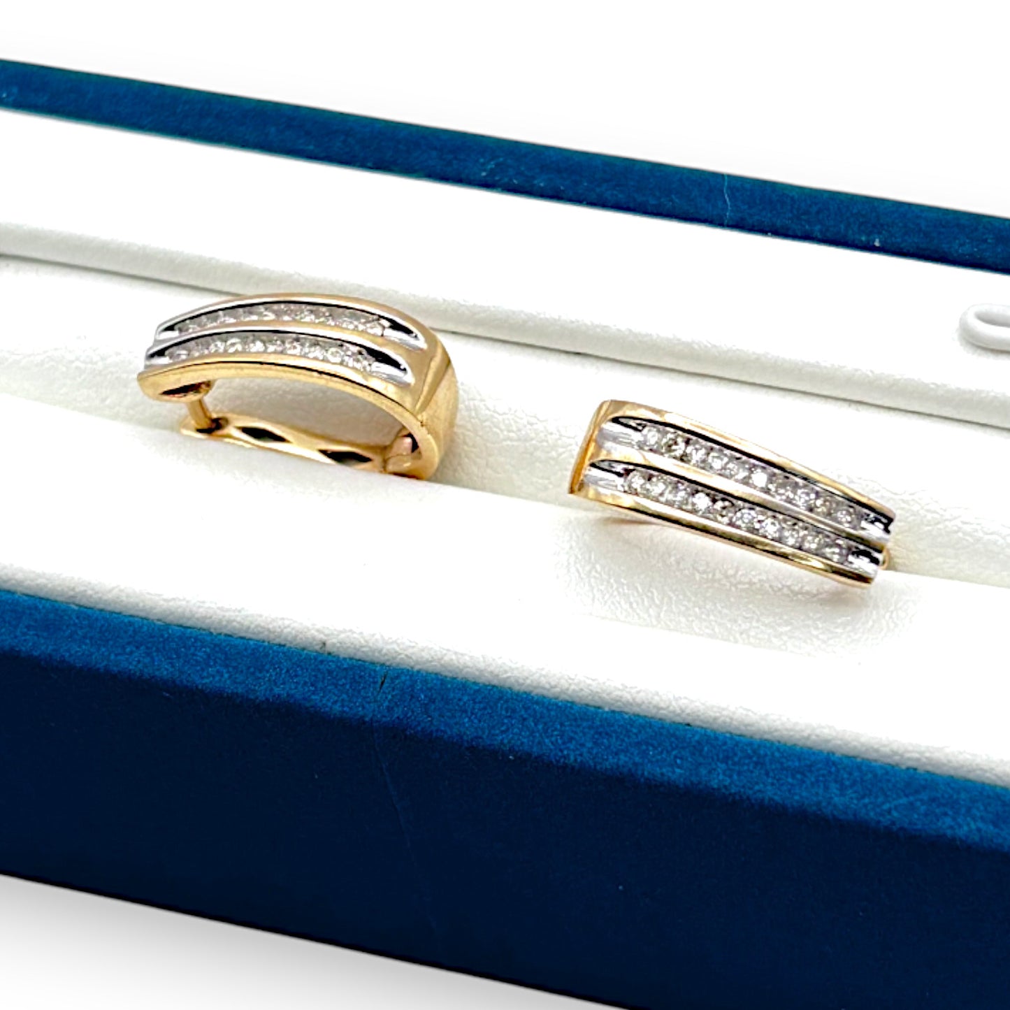 9ct Gold Horse Shoe Hoop Earrings with Diamonds R # 362