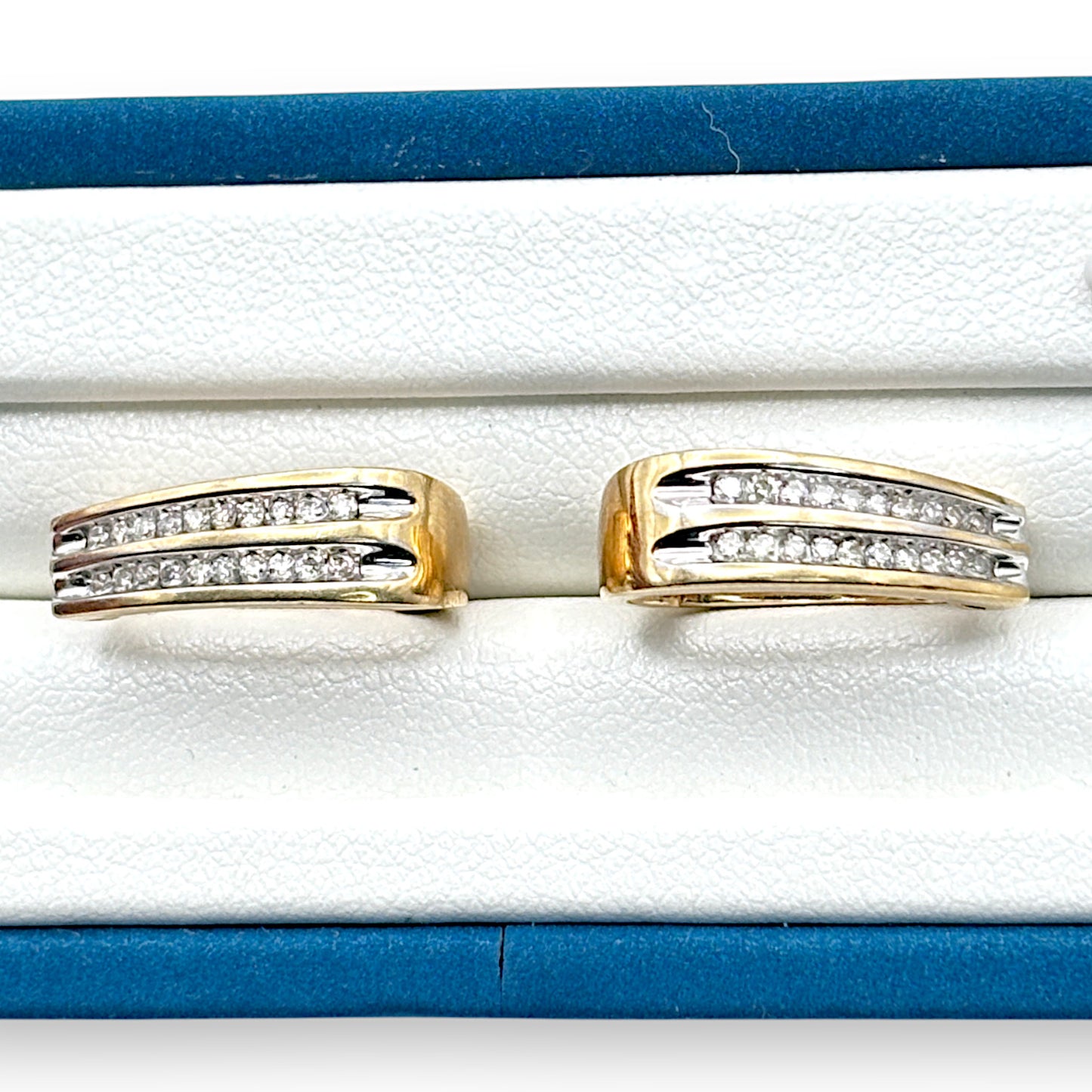 9ct Gold Horse Shoe Hoop Earrings with Diamonds R # 362
