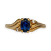 9ct Gold Ring with Pair of Diamonds & Sapphire, Size O. R # 363
