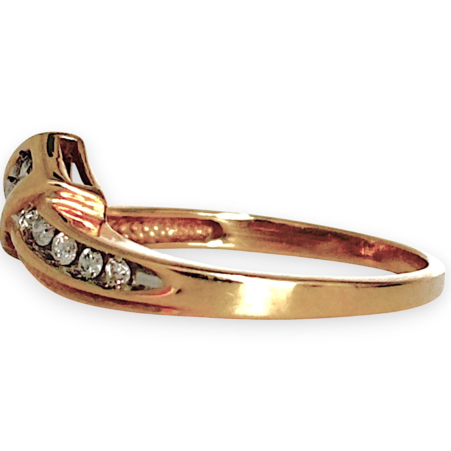9ct Gold Overlapping V Shape Dazzling Diamond Ring, Size N1/2. R # 364