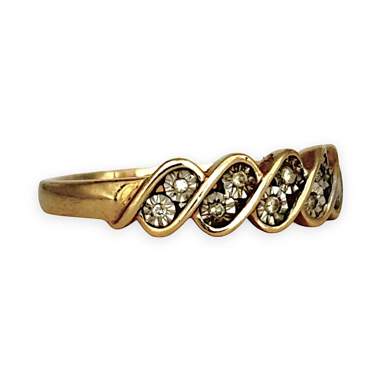 GOLD DEAL | 9ct Gold Eternity Diamond Ring Size O - PROUDS