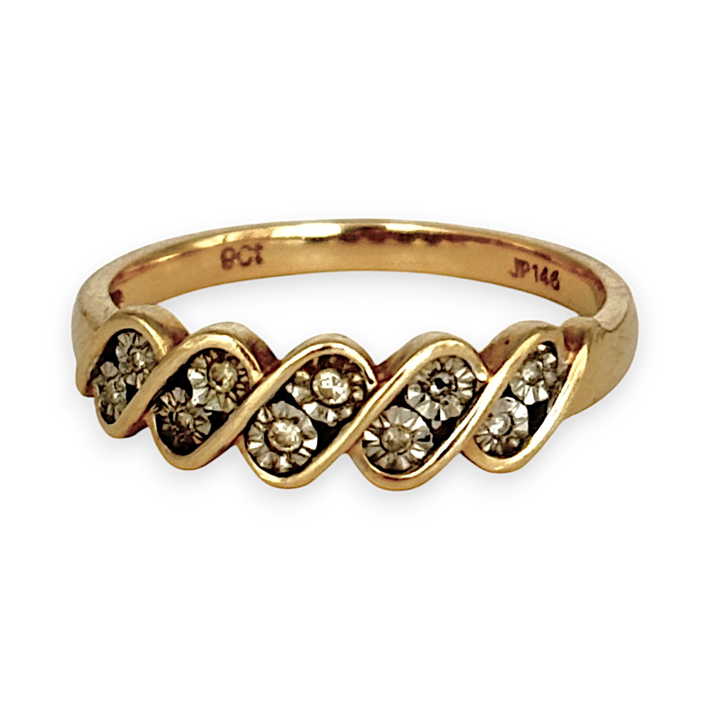GOLD DEAL | 9ct Gold Eternity Diamond Ring Size O - PROUDS
