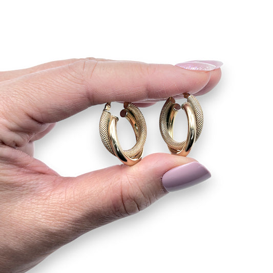 GOLD DEAL | 9ct Gold Round Duo Hoop Earrings