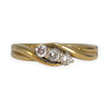 9ct Gold Crossover Ring with Set of 3 Substantial Size Diamonds, Size O. R # 371