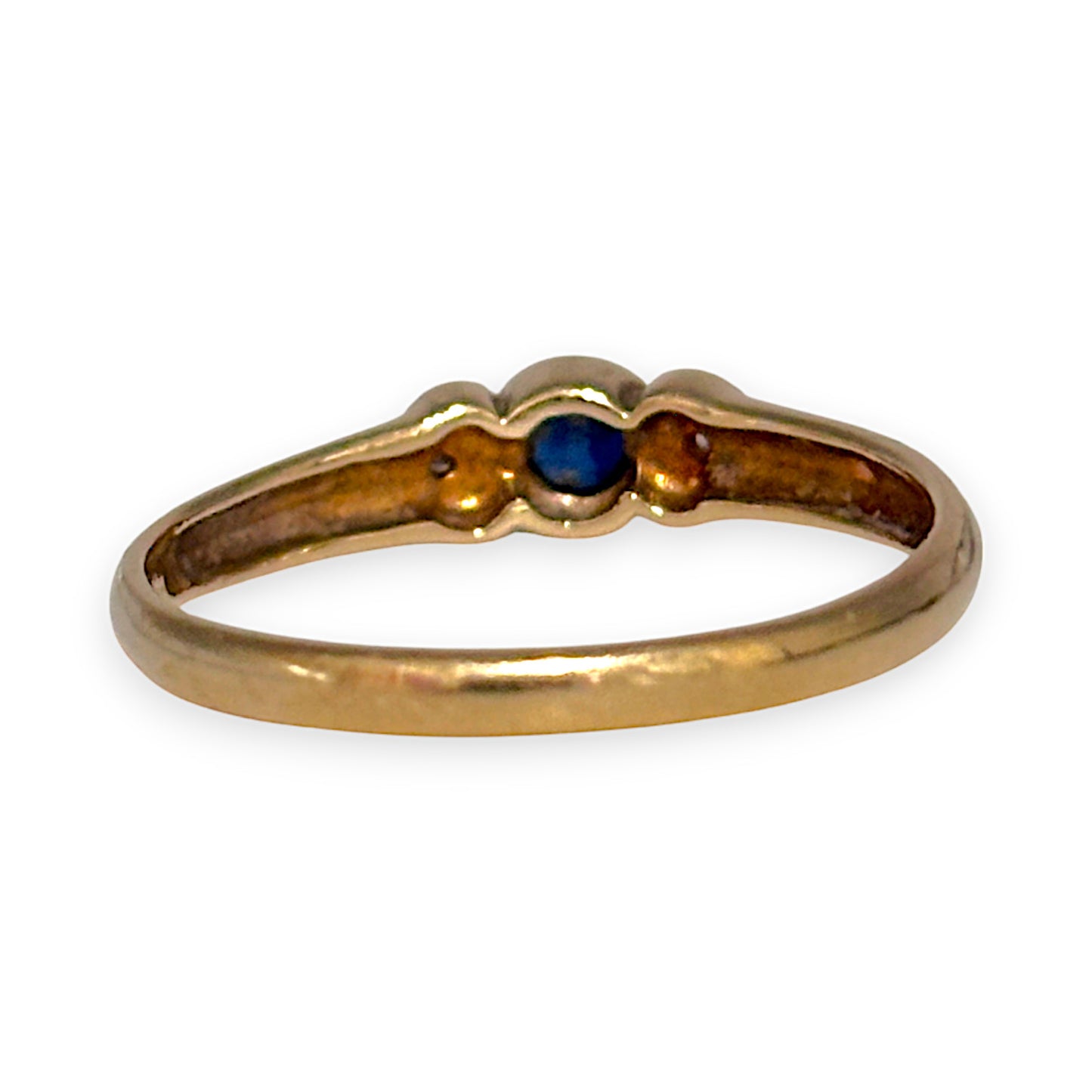 9ct Gold Hearts, Diamonds & Sapphire Ring, Size O. R # 373