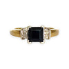 9ct Gold Sapphire Ring with Baguette Diamonds. R # 376